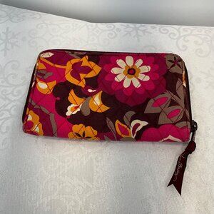 Vera Bradley Floral Quilted Wallet With Zip Closure